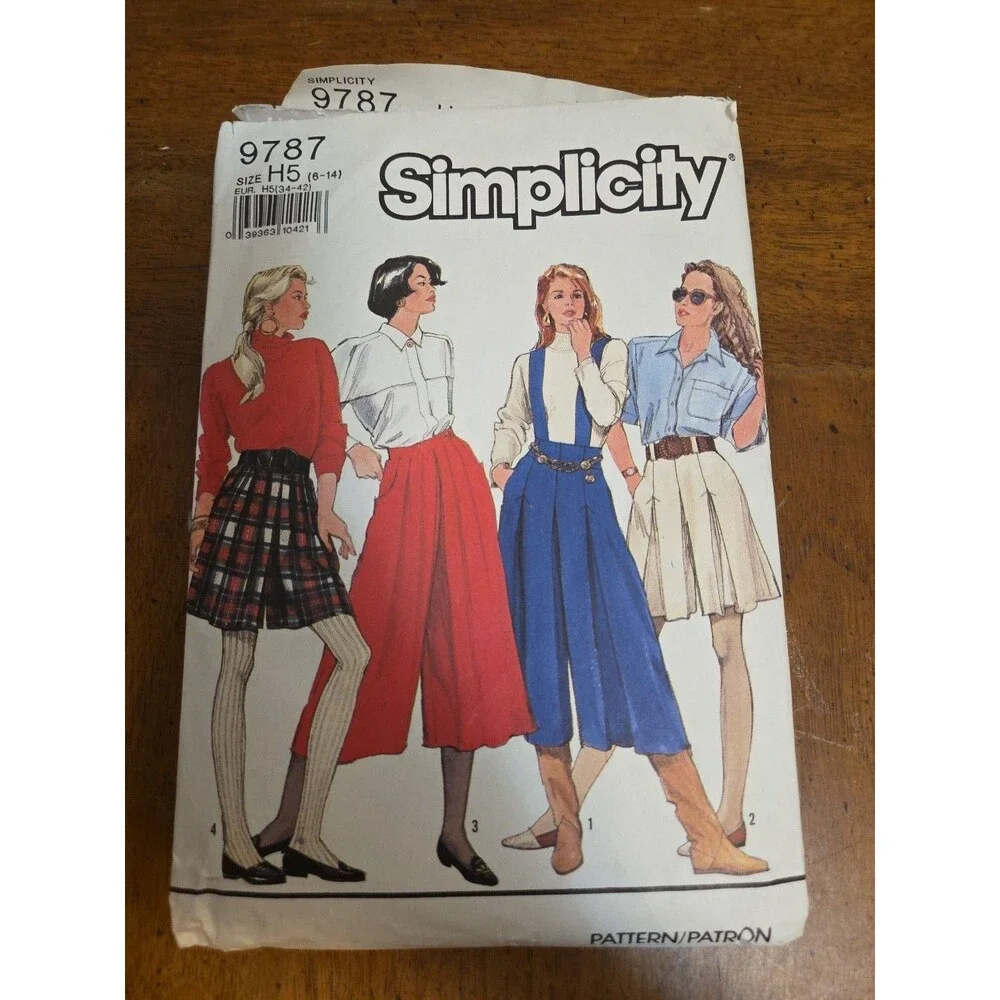 Simplicity Sewing Pattern 9787 Jumper Pants Skirt Size H5 6-14 Cut Vintage
